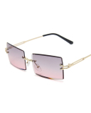 Frameless Square Sunglasses With Cut Edges