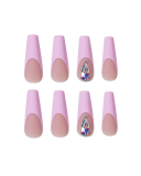 24pcs Plum Pink French Style Long Ballet Artificial Nails Fake Nails Nail Patches