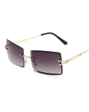 Frameless Square Sunglasses With Cut Edges