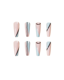 24pcs Simple Lines French Style Artificial Nails Fake Nails Removable Nail Patches