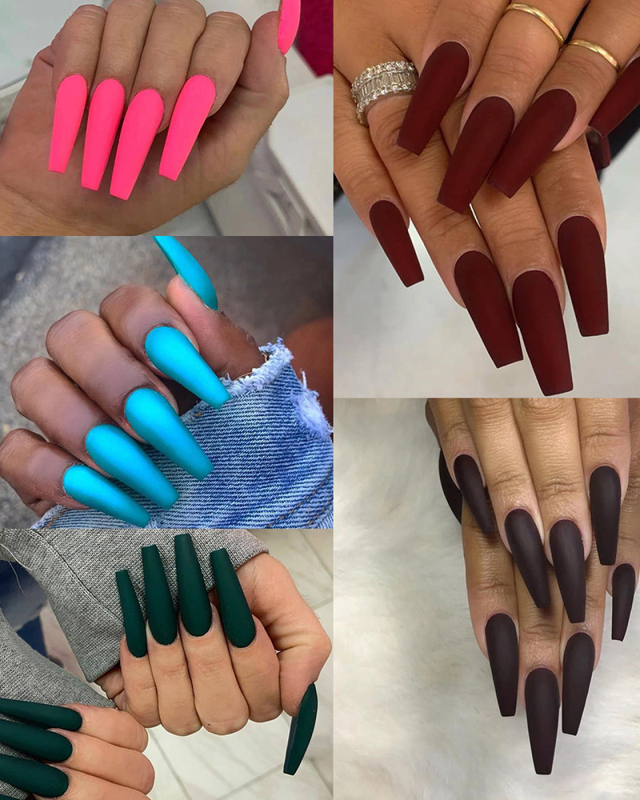24pcs Solid Color Long Ballet Wearing Artificial Nails Waterproof Removable Fake Nails
