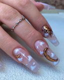 24pcs Long Ballet Cloud Sun Wearing Artificial Nail