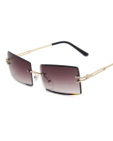 Frameless Square Sunglasses With Cut Edges