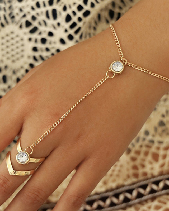 Creative All-Match Diamond Arrow Ring and Finger Bracelet