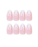 24pcs Pink Flame Short Ballet Wearing Artificial Nails Fake Nails