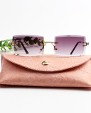 Frameless Square Sunglasses With Cut Edges