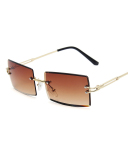 Frameless Square Sunglasses With Cut Edges