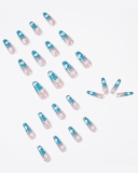 Sky Blue Clouds Pattern Artificial Nails Long Nails Removable