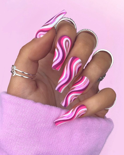 24pcs Pop Art Style Wearing Nails Artificial Nails Long Fake Nails