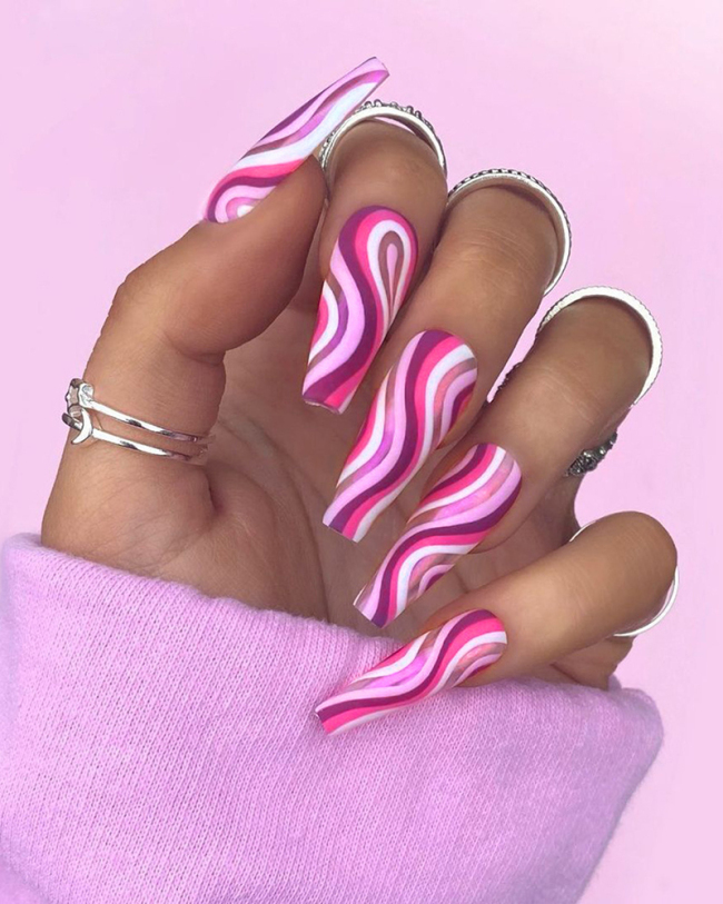 24pcs Pop Art Style Wearing Nails Artificial Nails Long Fake Nails
