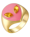 New Alien Head Ring 18K Gold Color Color Preserved Cute Girly Ring