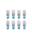 Sky Blue Clouds Pattern Artificial Nails Long Nails Removable