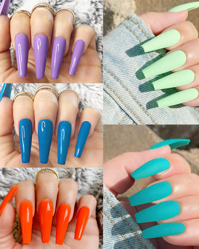 24pcs Long Multi Style Fake Nails Waterproof Removable Nail Patch