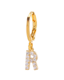 Fashion Gold-Plated 26 Letter with Diamonds Ear Buckles