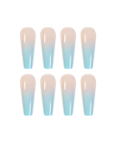 24pcs Long Ballet Gradient Blue Artificial Nails Fake Nails Removable Nail Patches