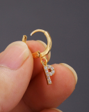 Fashion Gold-Plated 26 Letter with Diamonds Ear Buckles