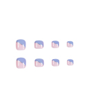 24pcs Blue Pink French Style Artificial Toenails Fake Toenails Removable Toenail Patches