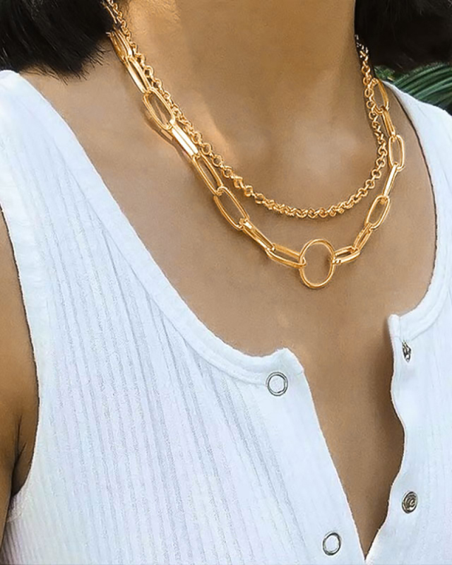 Retro Ring All-Match Simple Chain Multi-Layer Clavicle Female Necklace