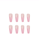 24pcs Pink V-shape French Style Artificial Nails Fake Nails Removable Nail Patches