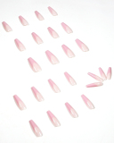 24pcs Pink V-shape French Style Artificial Nails Fake Nails Removable Nail Patches