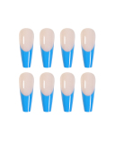 24pcs Long Ballet Blue French Style Artificial Nails Fake Nails Removable Nail Patches