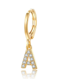 Fashion Gold-Plated 26 Letter with Diamonds Ear Buckles