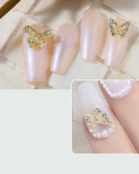 1 Piece Butterfly Bow Metal Nail Decorators Nail Accessories Gold Crystal