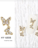 1 Piece Butterfly Bow Metal Nail Decorators Nail Accessories Gold Crystal