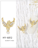 1 Piece Butterfly Bow Metal Nail Decorators Nail Accessories Gold Crystal