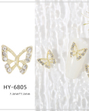 1 Piece Butterfly Bow Metal Nail Decorators Nail Accessories Gold Crystal