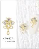 1 Piece Butterfly Bow Metal Nail Decorators Nail Accessories Gold Crystal