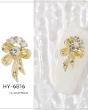 1 Piece Butterfly Bow Metal Nail Decorators Nail Accessories Gold Crystal