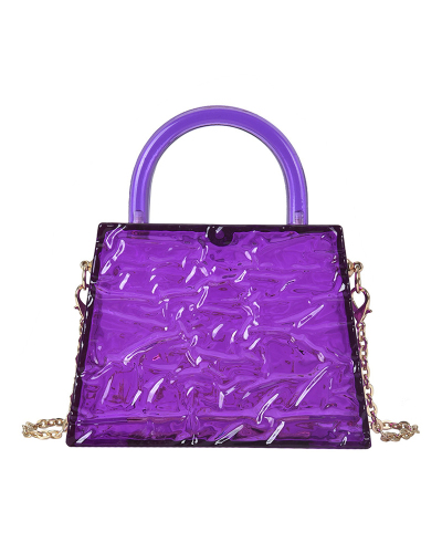 Fashion New Style Ice Cracked Acrylic Transparent Chain CrossbodyJelly Bag Solid Color
