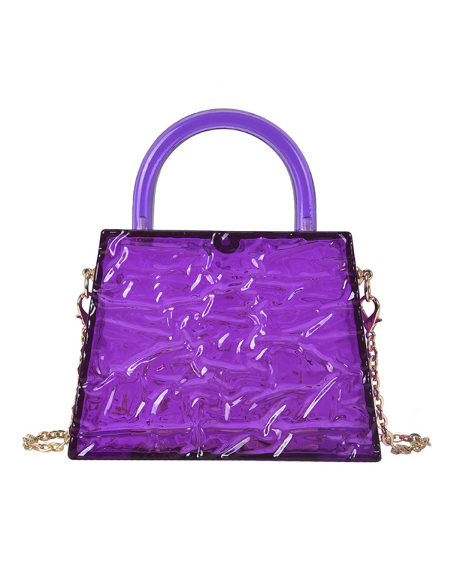 Fashion New Style Ice Cracked Acrylic Transparent Chain CrossbodyJelly Bag Solid Color