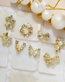 1 Piece Butterfly Bow Metal Nail Decorators Nail Accessories Gold Crystal
