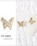 1 Piece Butterfly Bow Metal Nail Decorators Nail Accessories Gold Crystal