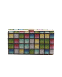 Fashion Handmade Banquet Diamond-Studded Rainbow Banquet Evening Color Rhinestone Mouth Gold Bag