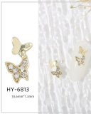 1 Piece Butterfly Bow Metal Nail Decorators Nail Accessories Gold Crystal