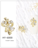 1 Piece Butterfly Bow Metal Nail Decorators Nail Accessories Gold Crystal