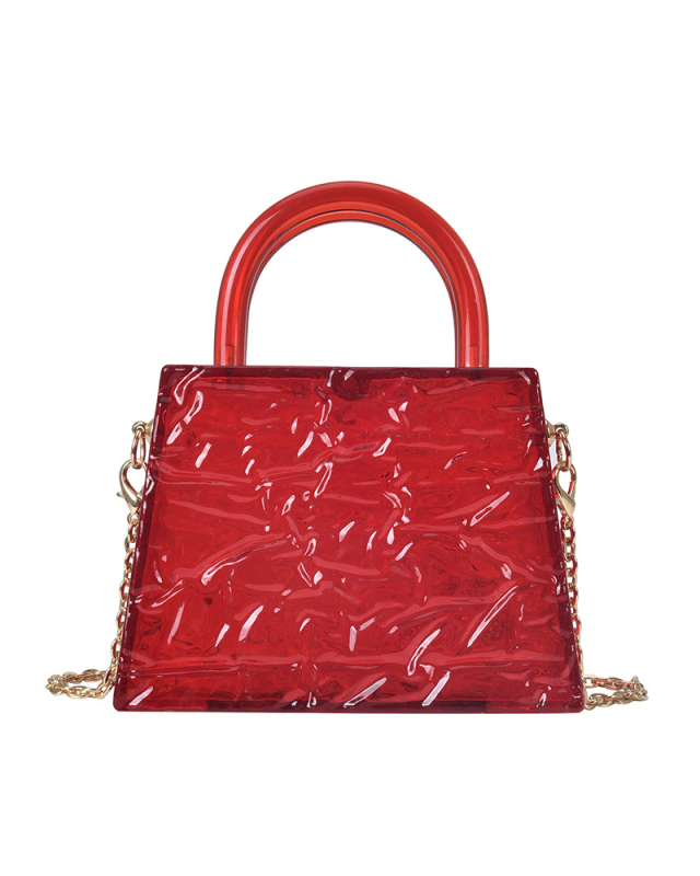 Fashion New Style Ice Cracked Acrylic Transparent Chain CrossbodyJelly Bag Solid Color