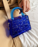 Fashion New Style Ice Cracked Acrylic Transparent Chain CrossbodyJelly Bag Solid Color