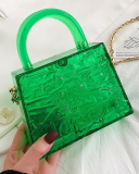 Fashion New Style Ice Cracked Acrylic Transparent Chain CrossbodyJelly Bag Solid Color