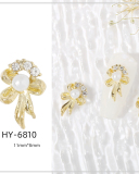 1 Piece Butterfly Bow Metal Nail Decorators Nail Accessories Gold Crystal