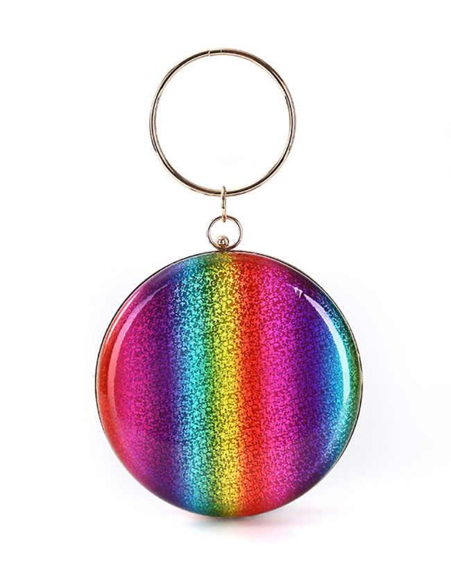 Round Evening Bag Clutch Rainbow Elements Small Round Bag