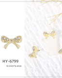 1 Piece Butterfly Bow Metal Nail Decorators Nail Accessories Gold Crystal