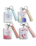 Folding Double-sided Mirror PU Metal Key Ring Dressing Mirror Round Portable Mini Small Mirror