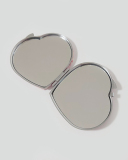 Folding Cute Heart-shaped Double-sided Mini Mirror Pink Flower Design Letters PU Mirror Makeup Mirror