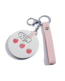 Folding Double-sided Mirror PU Metal Key Ring Dressing Mirror Round Portable Mini Small Mirror