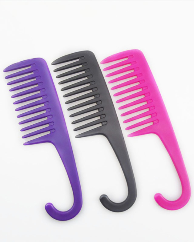 Wheat Straw Wide Tooth Curved Hook Comb Hairdressing Styling Comb Dry and Wet Plastic Comb Household Comb