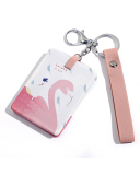 Folding Double-sided Mirror PU Metal Key Ring Dressing Mirror Round Portable Mini Small Mirror